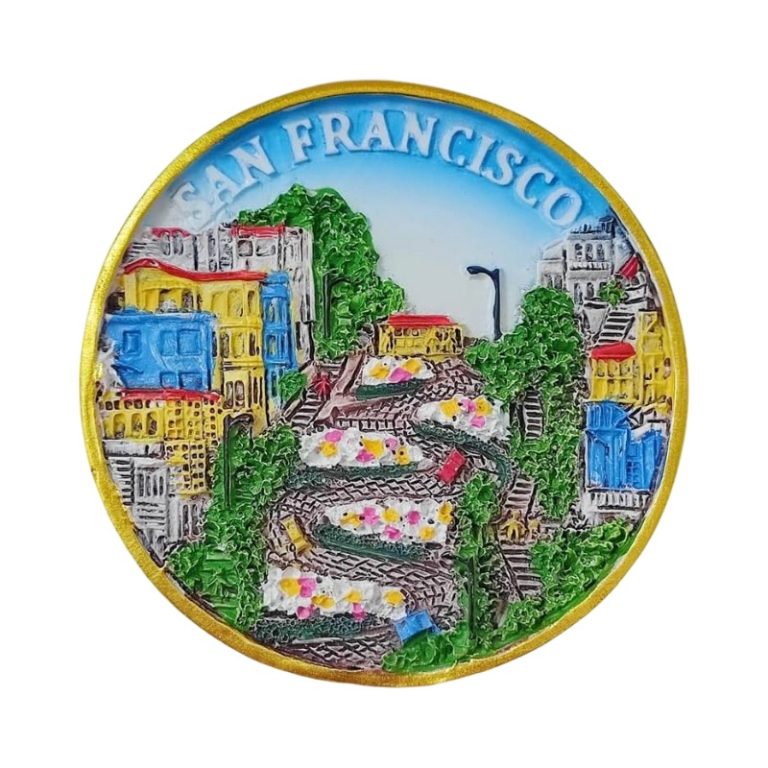 usa san francisco fridge magnet famous hills & colorful streets souvenir