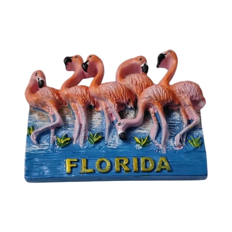 usa florida fridge magnet flamingos & tropical beach souvenir