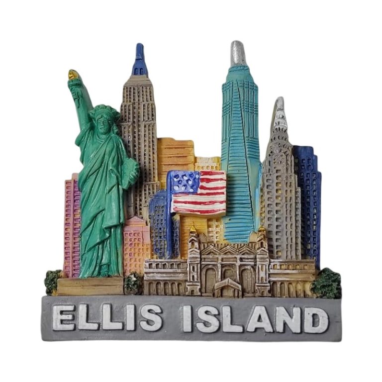 ellis island new york usa fridge magnet liberty statue & skyline souvenir gift decoration