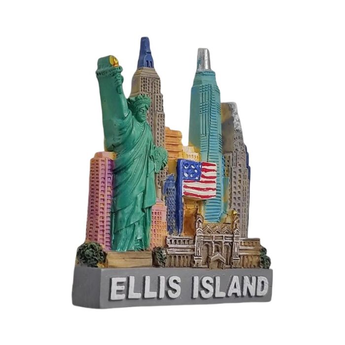 ellis island new york usa fridge magnet liberty statue & skyline souvenir gift decoration