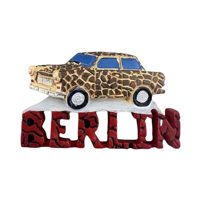 berlin germany fridge magnet giraffe print trabi car collectible for retro lovers & wall display