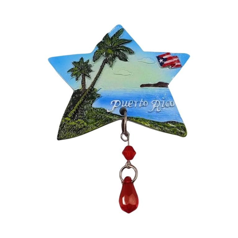 usa puerto rico fridge magnet tropical island & palm trees souvenir
