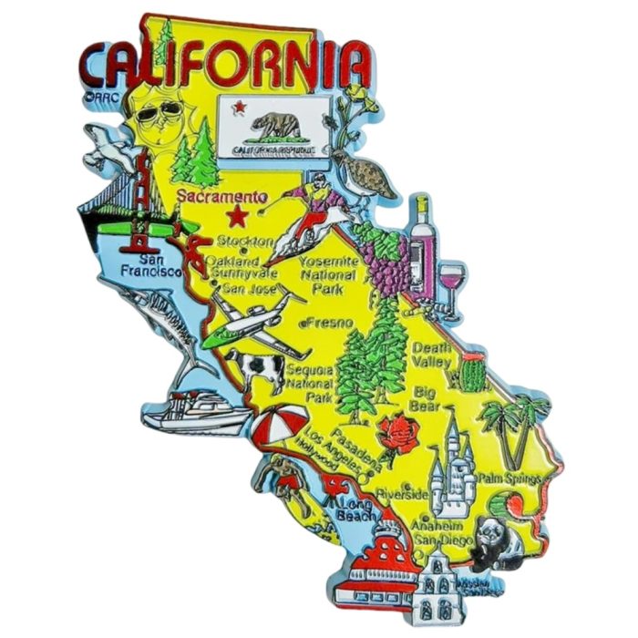 california map state landmarks fridge magnet united states tourist souvenir & kitchen decoration