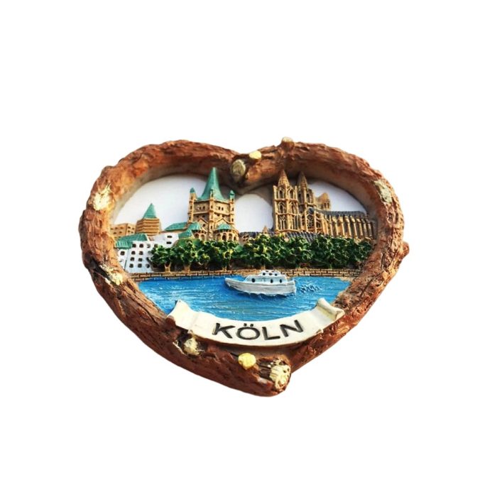 cologne germany fridge magnet heart shaped view of dom cathedral & rhine river – romantic gift & travel keepsake