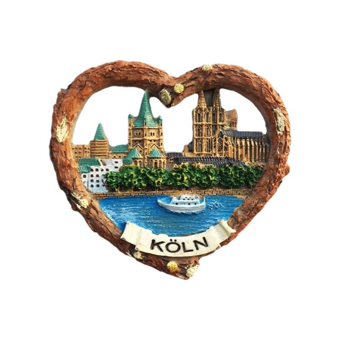 cologne germany fridge magnet heart shaped view of dom cathedral & rhine river – romantic gift & travel keepsake
