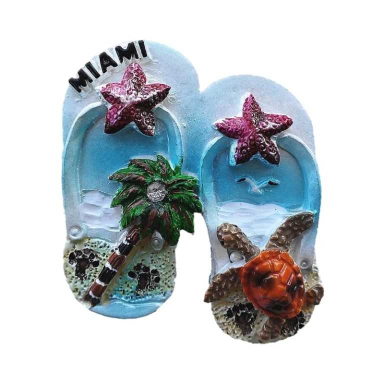 usa miami fridge magnet beach flip flops & tropical design souvenir