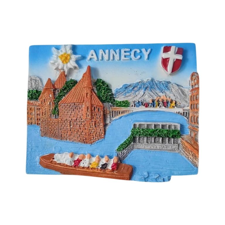 annecy france fridge magnet – alpine lake town & boat scene travel souvenir for scenic lovers