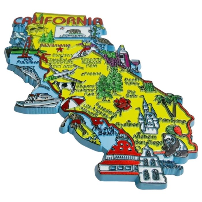 california map state landmarks fridge magnet united states tourist souvenir & kitchen decoration