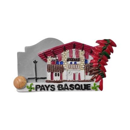 pays basque france fridge magnet – traditional basque house with peppers souvenir & regional decor