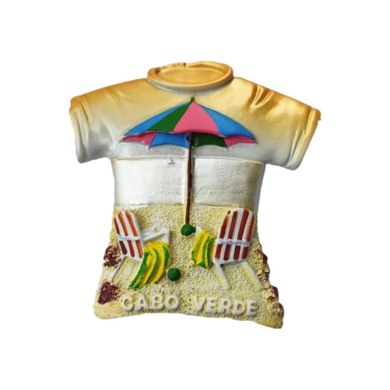 beach chair and umbrella cabo verde fridge magnet tropical travel gift & relaxing decor