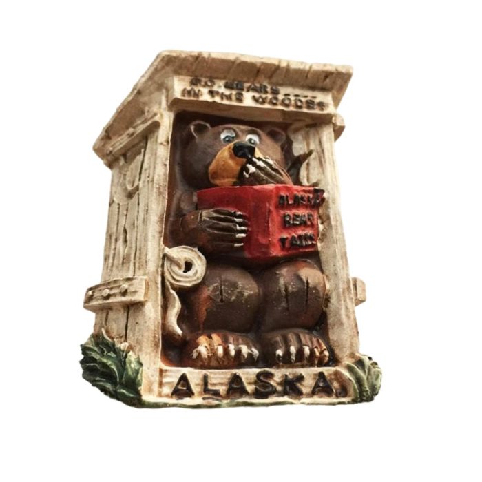 alaska bear in outhouse usa fridge magnets funny wilderness souvenir & cabin decoration