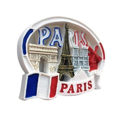 paris icons collage france fridge magnet eiffel tower, arc de triomphe & moulin rouge decor