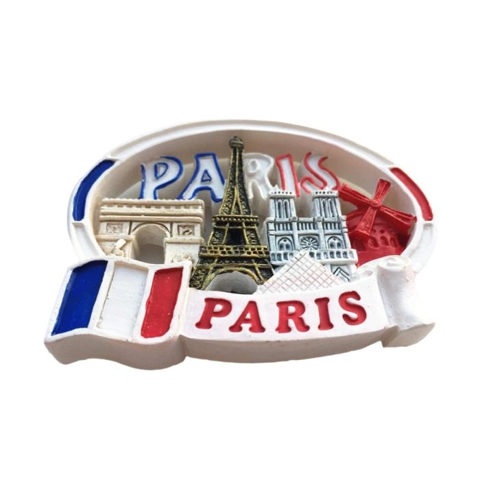 paris icons collage france fridge magnet eiffel tower, arc de triomphe & moulin rouge decor