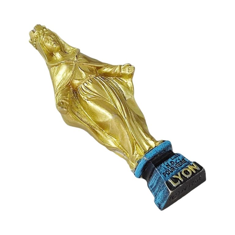 golden statue of notre dame de fourvière lyon france fridge magnet religious heritage gift & elegant display