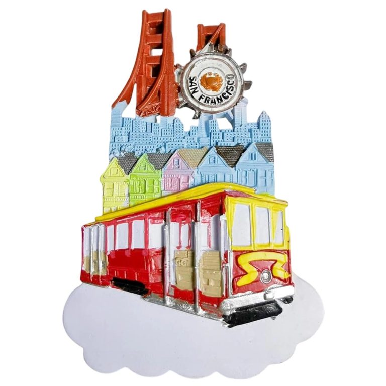 san francisco cable car & painted ladies fridge magnet usa vintage style tourist souvenir