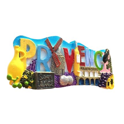 colorful provence landmarks france fridge magnet lavender, windmill & vineyard souvenir art