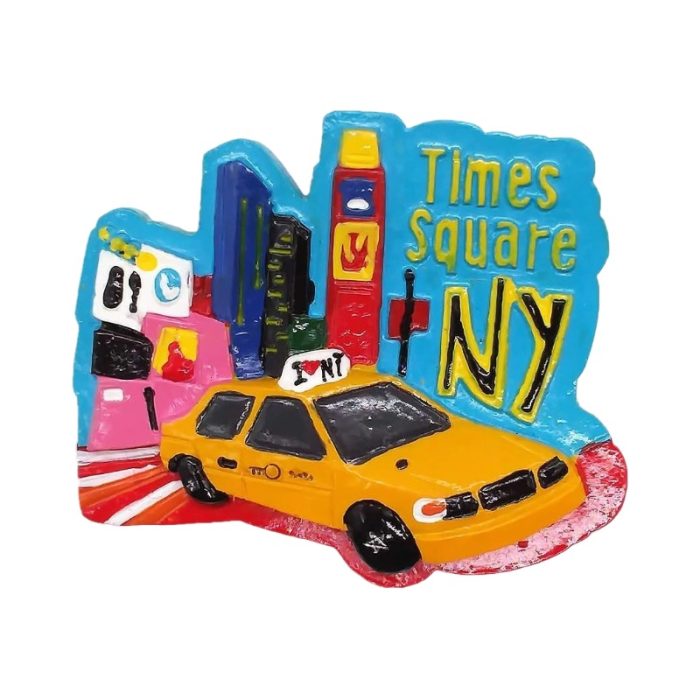 new york usa fridge magnet times square yellow cab scene for urban travel gift & fridge display
