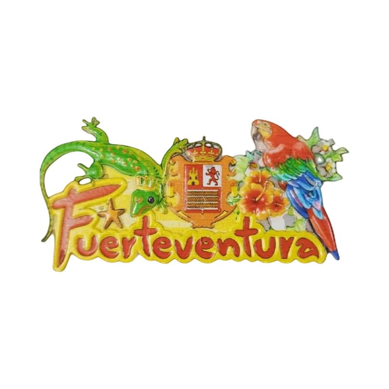 tropical parrot and gecko fuerteventura spain fridge magnet vibrant vacation keepsake & colorful decor
