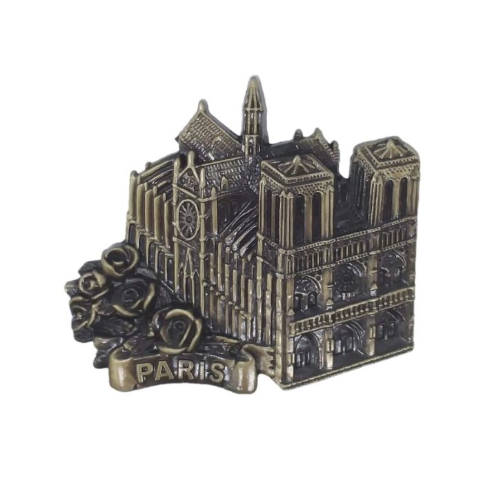 notre dame paris france fridge magnet – vintage zinc alloy souvenir gift & classic french decor for fridge or locker