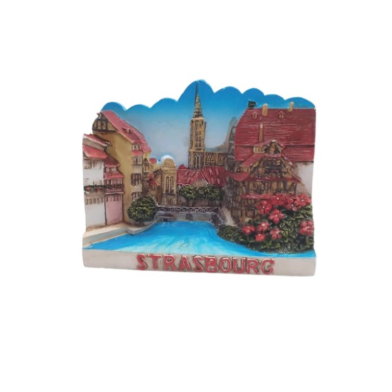 strasbourg france fridge magnet – charming old town scene travel souvenir & rustic european decor