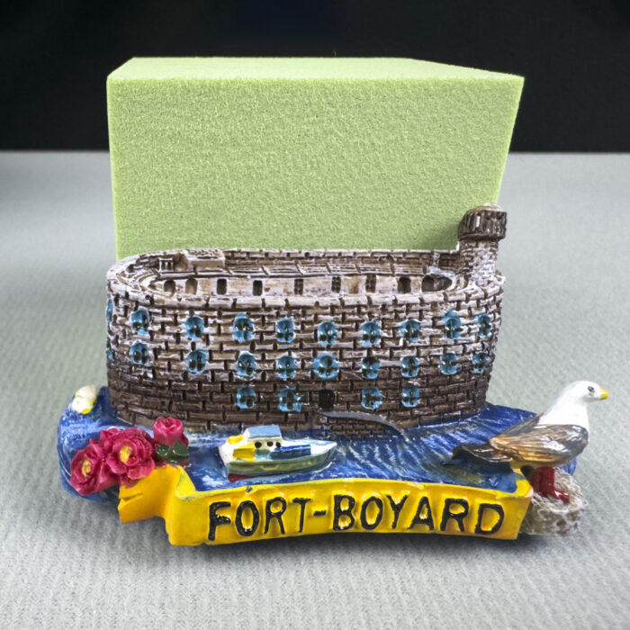 fort boyard france fridge magnet – coastal fortress with seagull & boat travel souvenir gift & nautical decor