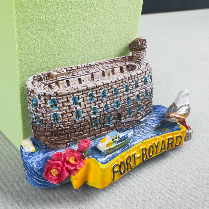 fort boyard france fridge magnet – coastal fortress with seagull & boat travel souvenir gift & nautical decor