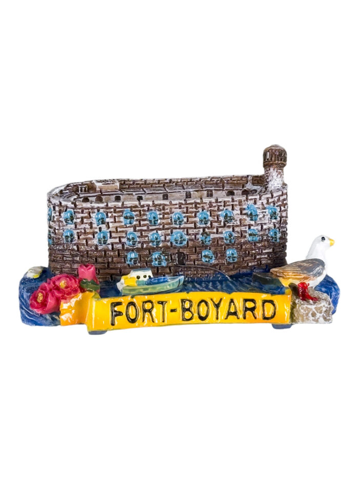 fort boyard france fridge magnet – coastal fortress with seagull & boat travel souvenir gift & nautical decor