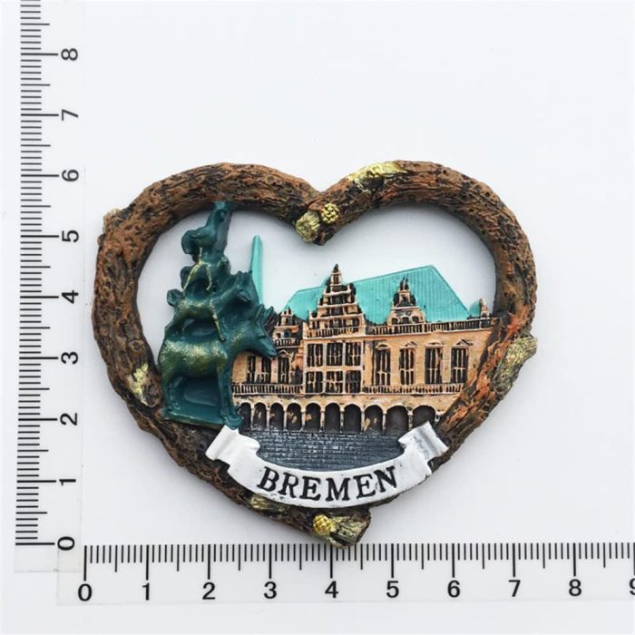 bremen germany fridge magnet bremen town hall & legendary musicians souvenir