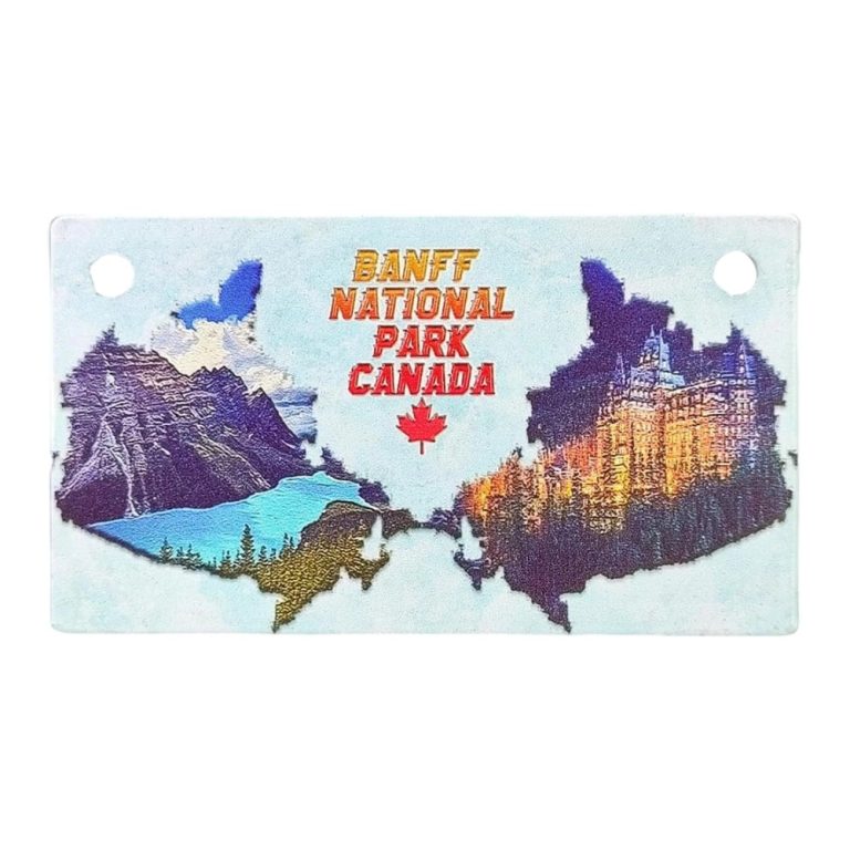 banff national park canada fridge magnet – scenic map shaped souvenir gift & mountain landscape decor