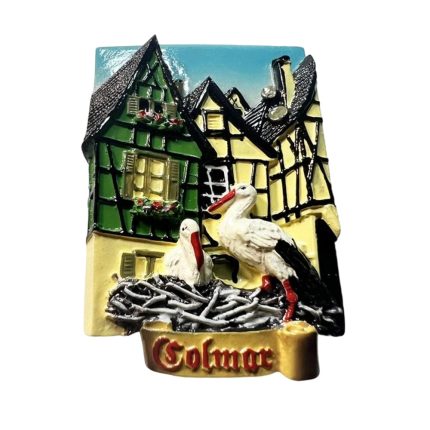 colmar france alsace house fridge magnet – charming european village souvenir with storks nest design