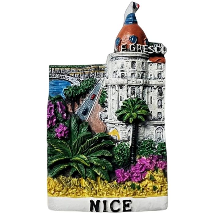 nice france promenade hotel fridge magnet – colorful riviera travel gift & palm garden decor