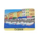 cassis france fridge magnet – colorful harbor town travel souvenir with boats & seaside market vibe