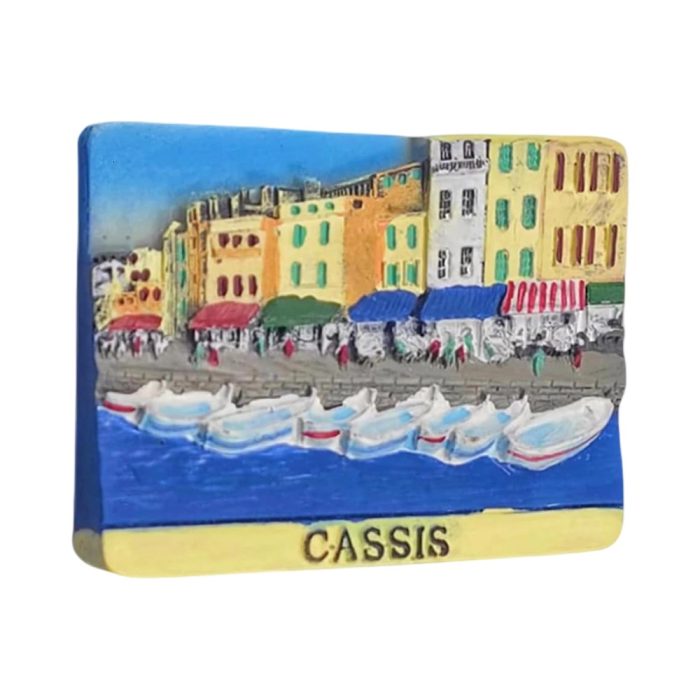cassis france fridge magnet – colorful harbor town travel souvenir with boats & seaside market vibe