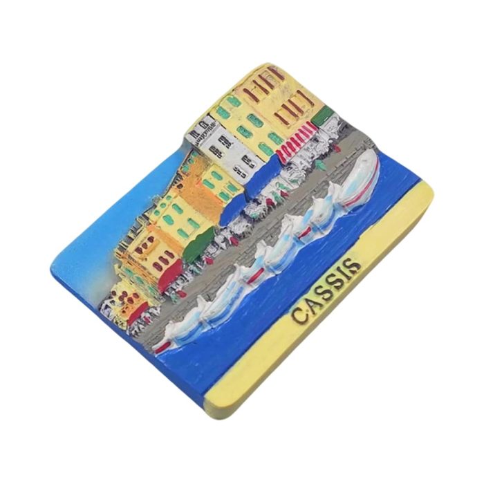cassis france fridge magnet – colorful harbor town travel souvenir with boats & seaside market vibe