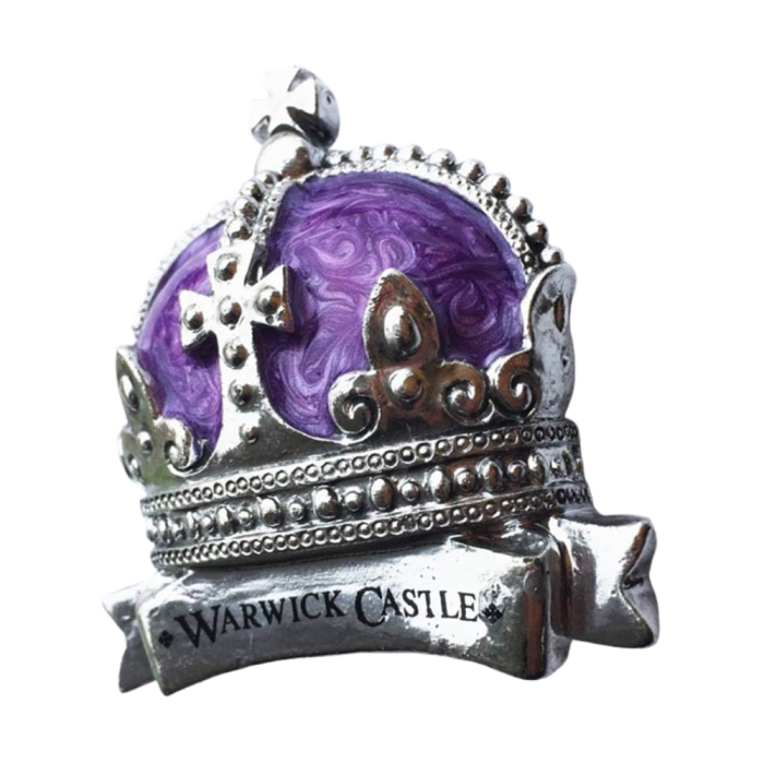 warwick castle crown uk fridge magnet – royal silver tiara souvenir from united kingdom, great for history & monarchy fans