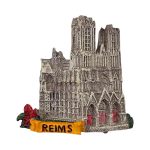 reims france fridge magnet – gothic cathedral travel collectible with rose detail for champagne region charm