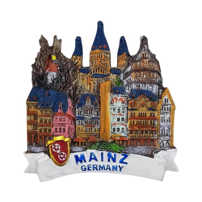 mainz germany fridge magnets – cathedral spires & old town panorama souvenir & magnetic rhineland decor