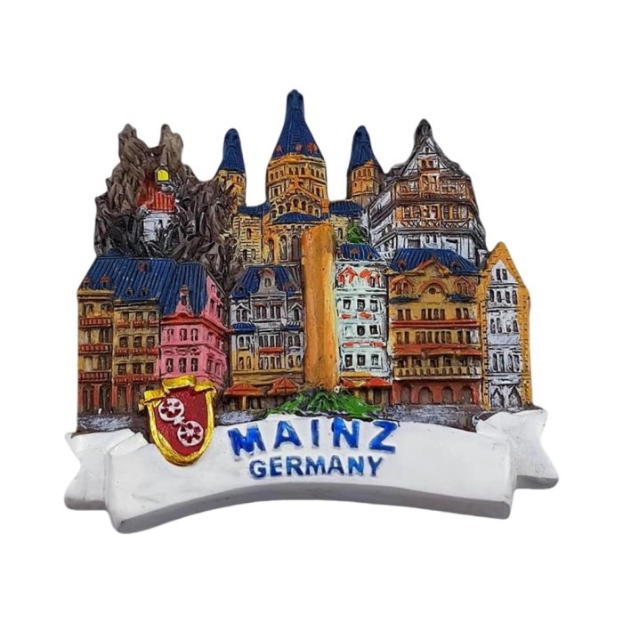 mainz germany fridge magnets – cathedral spires & old town panorama souvenir & magnetic rhineland decor