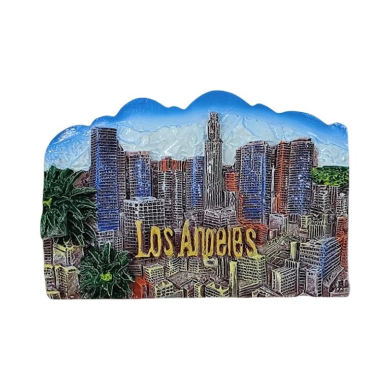 los angeles usa fridge magnet downtown skyscraper view collectible for home decor & travel lovers
