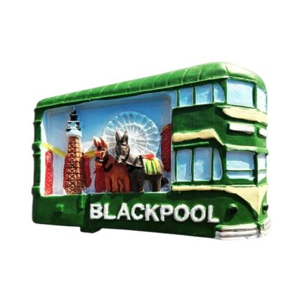 classic green blackpool tram uk fridge magnet vintage transport souvenir gift & office display
