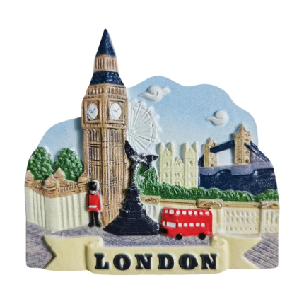 london landmarks collage uk fridge magnet big ben, eye & bus travel souvenir for collectors