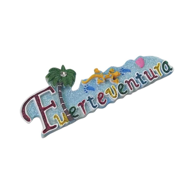 palm tree and gecko fuerteventura spain fridge magnet island breeze souvenir & cute beach decor
