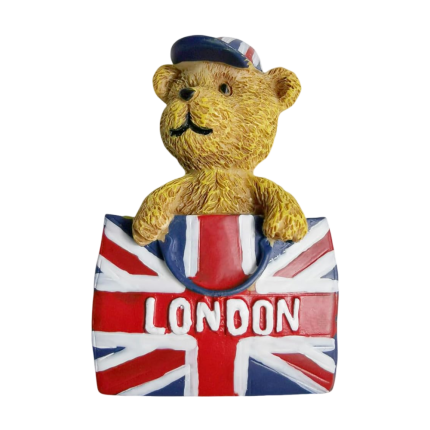 london bear with union jack bag uk fridge magnet cute british travel souvenir gift