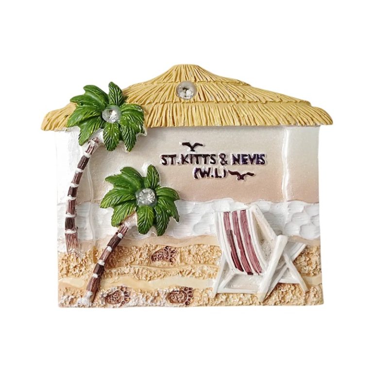 st. kitts & nevis fridge magnet caribbean beach hut souvenir gift & island relaxation décor