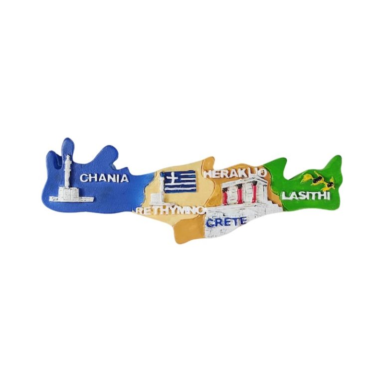 crete island greece fridge magnet map shape fridge magnets with chania & heraklion highlights for travel collectors