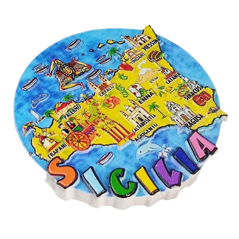 sicily italy fridge magnet colorful map souvenir & sicilian travel decor