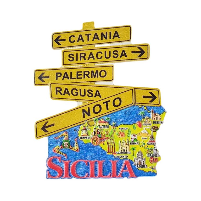 sicilia italy fridge magnet colorful road sign style fridge magnets & italy travel gift for collectors