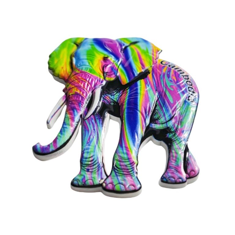 cambodia fridge magnet – rainbow elephant design souvenir & unique travel gift