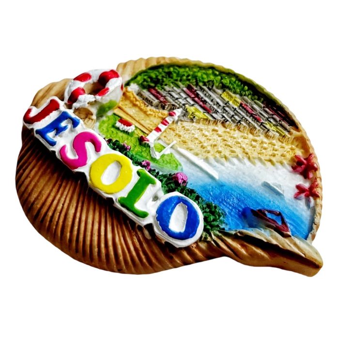 jesolo italy fridge magnet – beach scene shell shaped souvenir for travel memory & office whiteboard decor