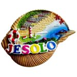 jesolo italy fridge magnet – beach scene shell shaped souvenir for travel memory & office whiteboard decor